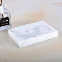 新款欧式肥皂盒双格沥水卫生间免打孔香皂置物架沥水个性创意可爱|水墨白方形香皂盒