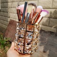 欧式金色水晶化妆刷收纳筒刷子桶家居化妆品收纳盒眉笔梳子盒整理