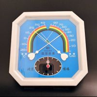 八角指针式干湿温度计家用室内药房工业大棚壁挂式高精度温湿度表|直径20厘米计时