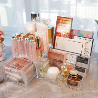 桌面抽屉式化妆品收纳盒亚克力护肤品梳妆台面膜口红宿舍置物架