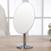 高清化妆镜台式少女桌面梳妆镜学生大号镜宿舍镜子折叠便携美容境|8寸椭圆形镜面