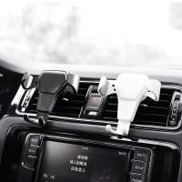 新款车载手机皮纹支架汽车重力感应支撑座卡扣式多功能出风口撑架