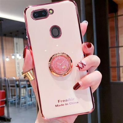 奥迪猫OPPOr11s手机壳全包纯色电镀软壳创意时钟支架女款保护套时尚潮流