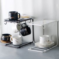 北欧铁艺水杯挂架家用马克杯咖啡杯悬挂杯架多功能置物架子沥水架