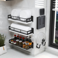 厨房置物架壁挂式免打孔家用调味调料用品大全神器刀架挂架收纳架