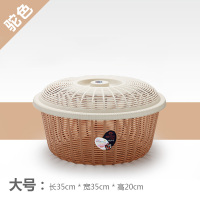家用方形带盖沥水篮子鸡蛋篮厨房塑料洗菜蔬果筛碗筷滤水篮保洁蓝|大号[驼色]圆形