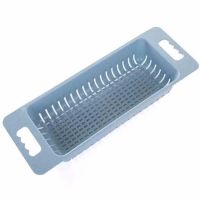 置物架架厨房洗塑料家用菜篮水槽小百货沥水篮洗菜盆沥水厨房用品|北欧蓝 升级版可收缩滤水篮[2个装]