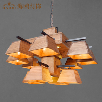 美式复古客厅餐厅卧室创意灯具工业风服装店铺奶茶店吧台木艺吊灯