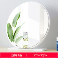 台式化妆镜大号北欧梳妆台镜子卧室简约ins风网红宿舍桌面小镜子|30cm暖白色(破损包赔) 其他