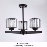 北欧吊灯水晶灯轻奢客厅灯简约现代大气创意卧室书房餐厅吸顶灯具|3头配三色光源黑色
