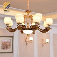欧式吊灯客厅灯2019新款玉石灯具现代简约餐厅卧室灯奢华家用灯饰