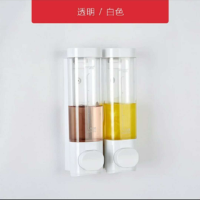 酒店浴室壁挂式手动双头沐浴露瓶子盒子给皂液器洗手液器|7007-2透明白色