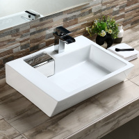 台上盆方形侧边下水洗手盆卫生间洗漱台盆酒店创意洗脸盆阳台面盆