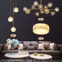 灯全铜吊灯北欧轻奢分子港式简约卧室灯具后现代客厅灯水晶灯餐厅