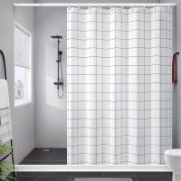 浴帘杆套装加厚防水浴淋浴房免打孔帘布套装浴室隔断帘磁性挡水条