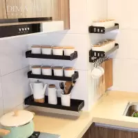 厨房置物架壁挂墙上免打孔挂架收纳架子调味料架用品神器家用大全