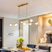 个性网红吧台现代简约创意长条魔豆分子吊灯北欧轻奢饭厅餐厅餐桌