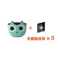 挂篮免打孔厨房水槽沥水篮卡通水池置物架收纳袋海绵水龙头沥水袋|猫咪沥水袋1个绿色+5个挂钩