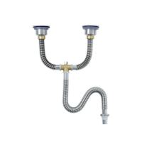 水槽下水下水管配件不锈钢防臭防鼠咬厨房双槽耐高温器洗菜盆|不锈钢双槽(无溢水)80下水管