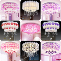 卧室灯书房餐厅灯圆形客厅温馨浪漫led吸顶灯水晶婚房灯现代简约