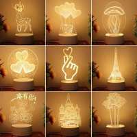 小夜灯充电小3d创意led小夜灯卧室床头浪漫睡眠生日礼物台灯护眼