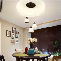 餐厅灯吊灯三头玻璃灯具美式简约田园风温馨家用吧台饭桌饭厅灯饰