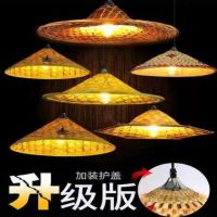 竹编吊灯斗笠吊灯复古草帽个性灯罩火锅烧烤店农家乐院装修土菜馆