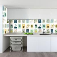 自粘厨房防油贴纸耐高温防水墙贴墙壁纸瓷砖墙纸柜灶台用油烟贴纸|简约花草(长5米宽60厘米)