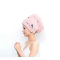 日本干发帽双层加厚吸水速干成人女长发擦头发毛巾|藕粉双层菠萝格干发帽