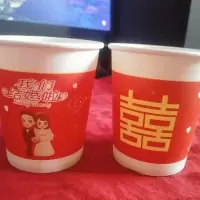 婚庆杯子喜庆纸杯一次性喜庆红结婚喜庆过年纸杯双层纸杯可定制|我们结婚了1000