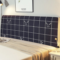 床头套罩北欧风格ins全包防尘软包床靠背万能简约现代木网红同款|方格 长度150cm(通用)