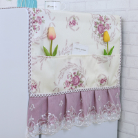 滚筒洗衣机罩防尘套子布艺欧式全自动波轮现代冰箱防晒防水盖巾布|藕色麦穗红 60*160厘米