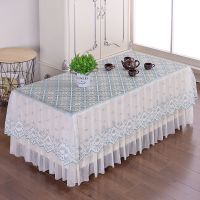 新款欧式客厅家用全包茶几罩防尘套长方形客厅茶几垫防尘罩蕾丝|单美人纱绿色如意花 80*150*40