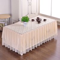 新款欧式客厅家用全包茶几罩防尘套长方形客厅茶几垫防尘罩蕾丝|双美人纱米色蝴蝶花 80*130*40