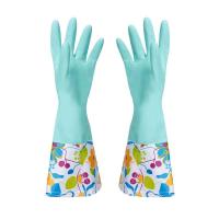 冬天加绒加厚长款家务洗衣服厨房洗碗手套女防水保暖耐用乳胶喇叭|薄荷绿加绒 五双加绒