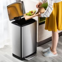 不锈钢厨房脚踏湿垃圾桶家用踩带盖客厅创意大号防臭容量厨余分类
