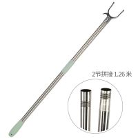 加长不锈钢撑衣杆阳台晒取衣晾衣杆收晾衣叉直杆衣棍衣服叉子挑竿|2节杆1.26米 薄荷绿