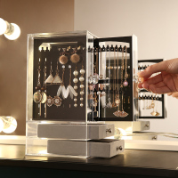 亚克力耳环收纳架展示架耳钉项链耳饰饰品收纳盒女家用防尘首饰盒