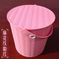 加厚塑料收纳桶带盖可坐人洗澡凳幼儿园储物桶大号钓鱼桶洗车水桶|鲜粉红麻花纹圆形大号