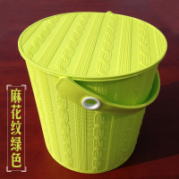 加厚塑料收纳桶带盖可坐人洗澡凳幼儿园储物桶大号钓鱼桶洗车水桶|翠绿色麻花纹圆形大号
