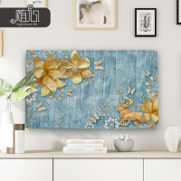 电视机防尘罩开机不取挂式液晶电视套55英寸曲面65盖电脑罩子布艺|赤金色金色糜鹿 24英寸