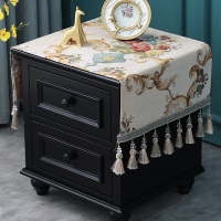 欧式床头柜盖布盖巾家用卧室梳妆台桌布防尘罩长方形打印机|流光四溢米色(吊穗款)床头柜盖布 40*80(含吊穗尺寸在内)