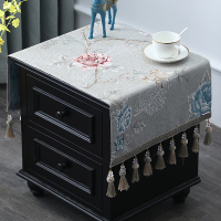 欧式床头柜盖布盖巾家用卧室梳妆台桌布防尘罩长方形打印机|艾丽莎米色(吊穗款)床头柜盖布 40*80(含吊穗尺寸在内)