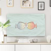 电视机防尘罩开机不取挂式液晶电视套55英寸曲面65盖电脑罩子布艺|银色双鱼 32英寸