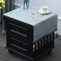 欧式床头柜盖布盖巾家用卧室梳妆台桌布防尘罩长方形打印机|音梦蓝色(吊穗款)床头柜盖布 45*110(含吊穗尺寸在内)