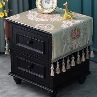 欧式床头柜盖布盖巾家用卧室梳妆台桌布防尘罩长方形打印机|花柒米色（吊穗款）床头柜盖布 40*90（含吊穗尺寸在内）