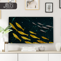 电视机防尘罩开机不取挂式液晶电视套55英寸曲面65盖电脑罩子布艺|墨绿色发财鱼 75英寸