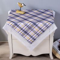 万能盖巾饮水机微波炉防尘罩床头柜盖布简约欧式蕾丝多用桌布方巾|经典蓝 含花边80*80cm(1件2个)