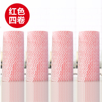 厨房懒人无纺布赖人抹布一次性洗碗布麻布洗碗巾可水洗干湿两用|红色(4卷装)[每卷/130克]