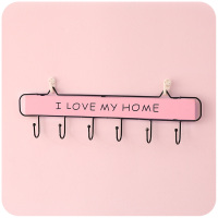 少女心挂钩一排长条粘钩可爱创意装饰衣服壁挂墙壁玄关无痕进门后|❤粉色大号-6钩[收藏送无痕钉+强力粘钩]